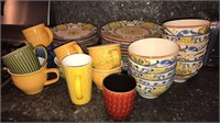 Portuguese pottery dinnerware set, plates, mugs,
