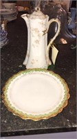 Porcelain Victorian chocolate pot in a serving