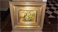 Yellow rose still life oil on canvas signed and
