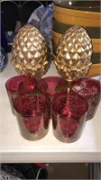 Gold pineapple bookends and five Ruby flash