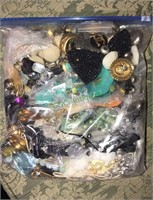 Bag of costume jewelry including earrings