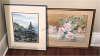 Two original pieces of art, mountain landscape J