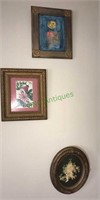 Three antique framed pieces including cherubs