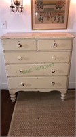 Antique five drawer chest that’s been painted, 46
