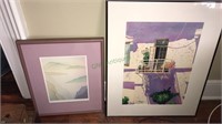 Two framed and numbered prints, a balcony ,