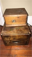 Wood file box & old oak telephone box that just