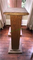 Antique oak pedestal, 28 x 10 x 10, (LR)