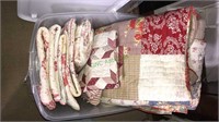 Pair of twin quilts, quilted pillow covers and