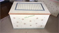 Hand painted wood box with hinged lid, 15 x 23 x
