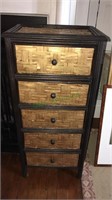 Five drawer storage chest with gold accents, 38 x