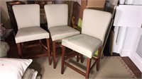 Three upholstered bar chairs ,  Seat height 26