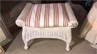 White wicker stool with the cushion pillow, 20 x