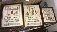 Three sampler’s handmade and framed, the largest