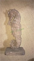 Wood carved seahorse looks antique, 19 inches