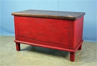 Early Blanket Chest In Red Paint with Natural Top