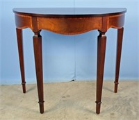 Mahogany Demilune Console Table with Banded Skirt