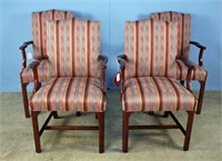 4 Southwood Chippendale Armchairs w/ Stripe Covers