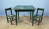 Child's Table and Two Chairs in Distressed Paint