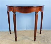 Mahogany Demilune Console Table W/ Banded Skirt