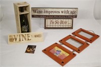Metal Wine Sign, Bottle Candle & Panel Frames