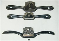 Three iron spokeshaves: Stanley #52, #64 & STEARNS