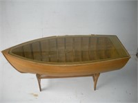 Wooden Boat Hull Coffee table w/ Glass Top Needs