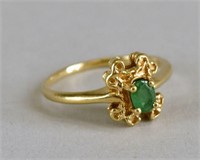 14k Yellow Gold And Emerald Ring