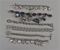 Collection Of Sterling Charm Bracelets