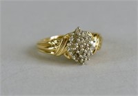 10k Yellow Gold And Diamond Cluster Ring