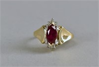 10k Yellow Gold Diamond And Spinel Ring