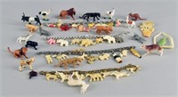 Group Of Celluloid Animals And Bracelets