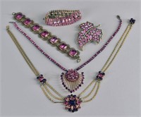 Group Of Pink Rhinestone Jewelry