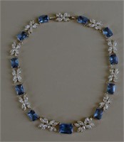 Contemporary Blue Rhinestone Necklace