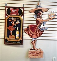 Miller High Life Beer Maid Sign