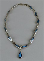 Mexico Inlaid Turquoise And Onyx Necklace