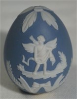 Wedgewood Style White on Blue Decorative Egg