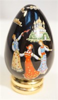 Japanese Hand Painted Porcelain Egg with Stand