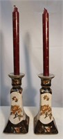 Cloisonne Candle Sticks with Candles