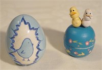 Porcelain Blue Egg and Wooden Tiny Egg
