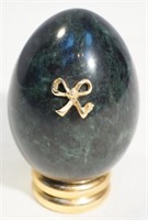 Italian Stone Egg with Gold Colored Bow with Stand