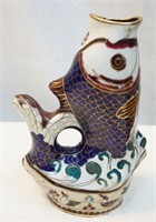 Cloisonne Open Mouth Fish Vase in Box