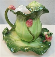 Ceramic Frog Bowl and Pitcher