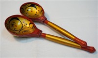 Set of 2 "Khokhloma" Russian Hand Painted Spoons