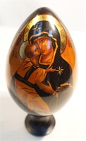 Hand Painted Wooden Egg on Stand