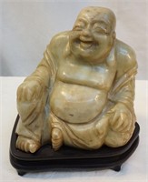 Carved Stone Buddha Figurine with Stand