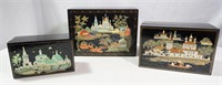 Russian Hand Painted Nesting Trinket Boxes