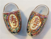 Hand Painted Porcelain Asian Shoes