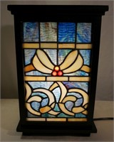 Stained Glass and Wood Light Fixture