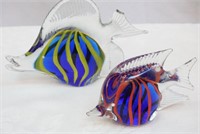 Pair of Tropical Fish Art Glass