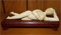 Antique Hand Carved Bone or Stone Nude Asian Woman